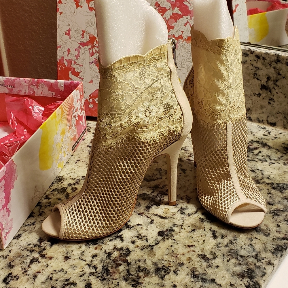 Mesh Peep Toe Bootie-Size 7.5